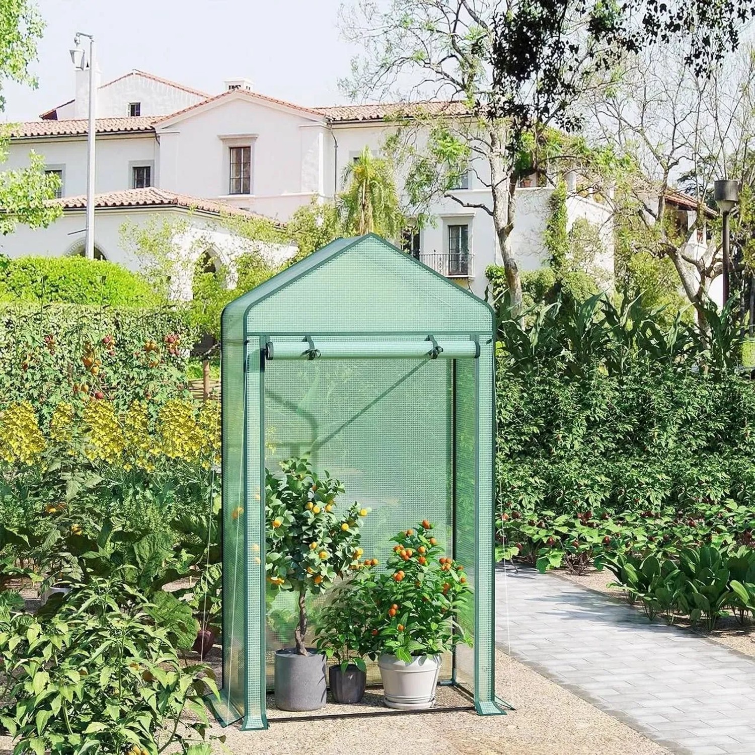 WOLTU Foliengewächshaus Treibhaus Gartenhaus Gewächshaus 100x50x190cm Grün_2