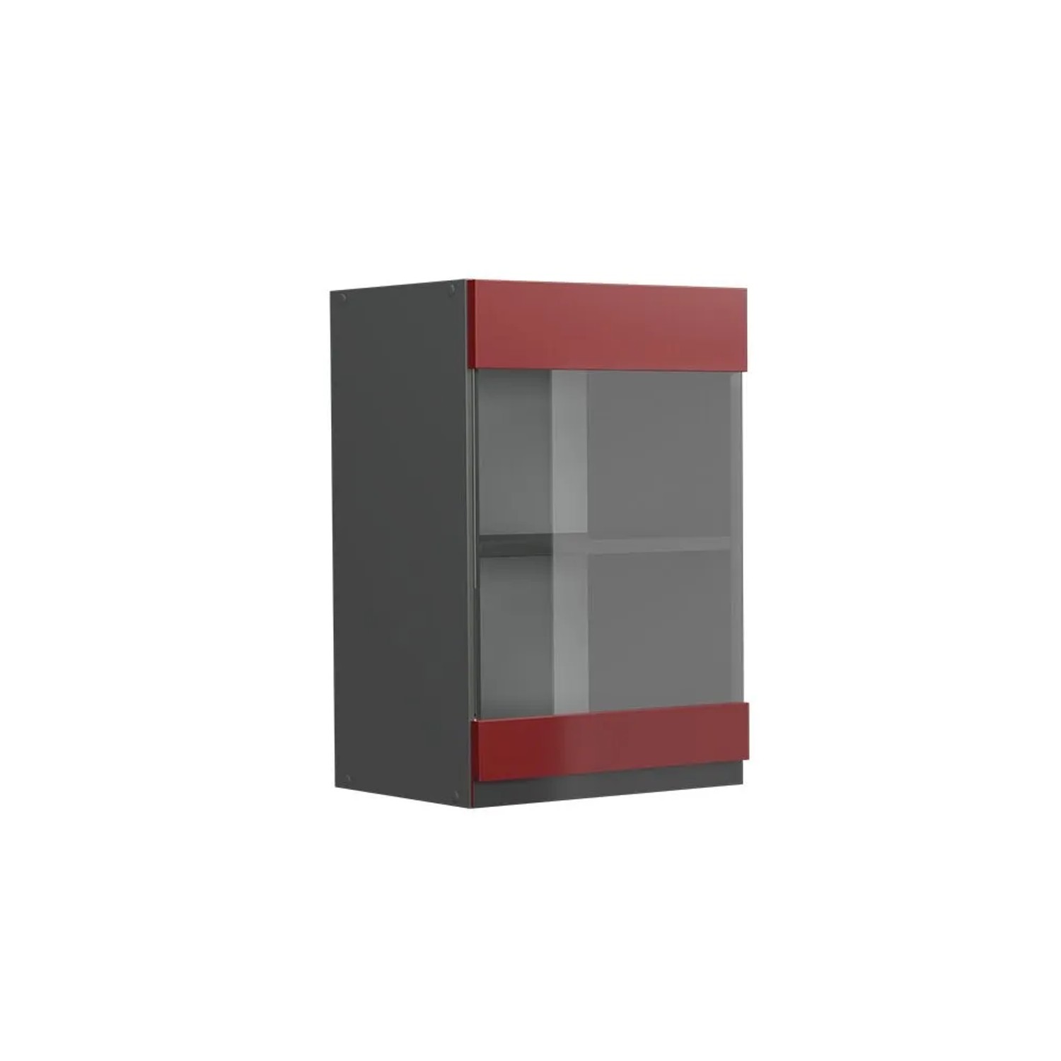 Vicco Küchenglasschrank R-Line Glashängeschrank Rot Anthrazit 40 cm J-Shape