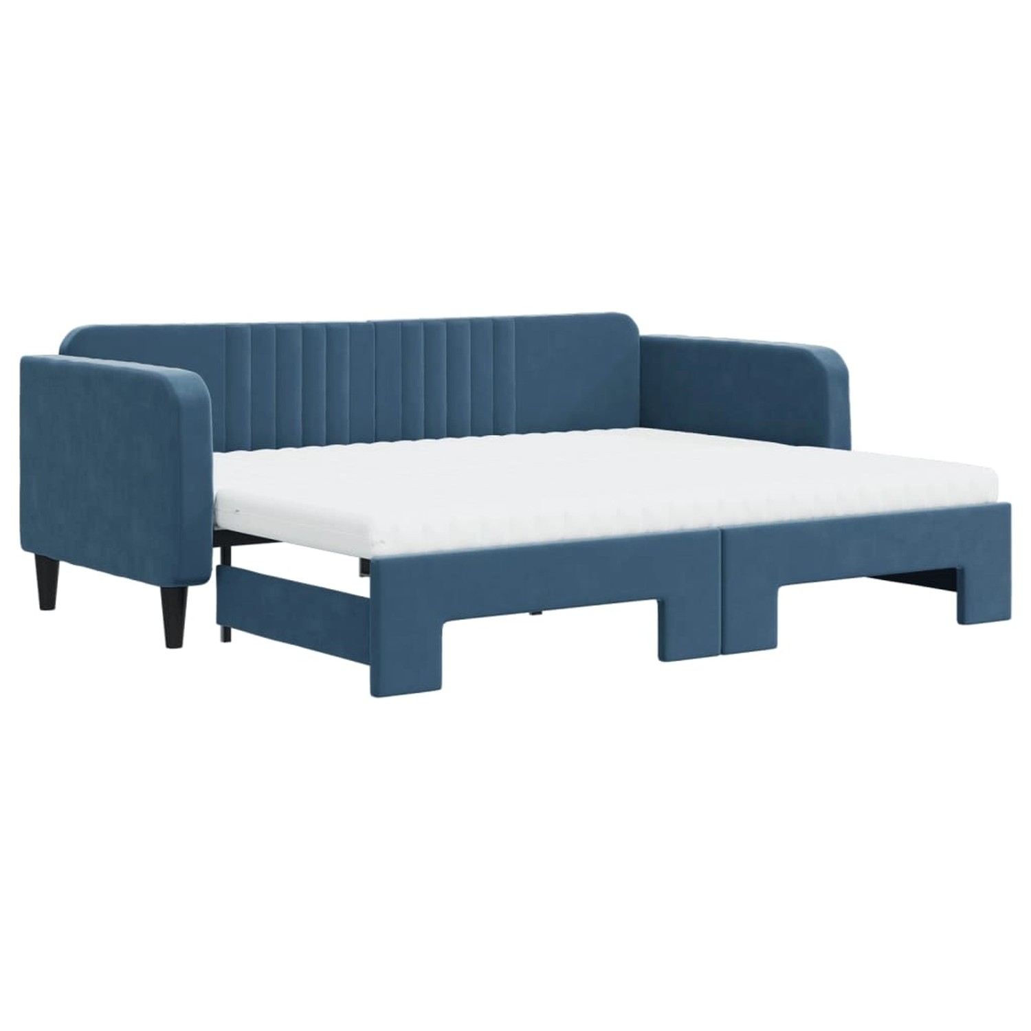 vidaXL Tagesbett Ausziehbar mit Matratzen Blau 90x200 cm Samt1847105