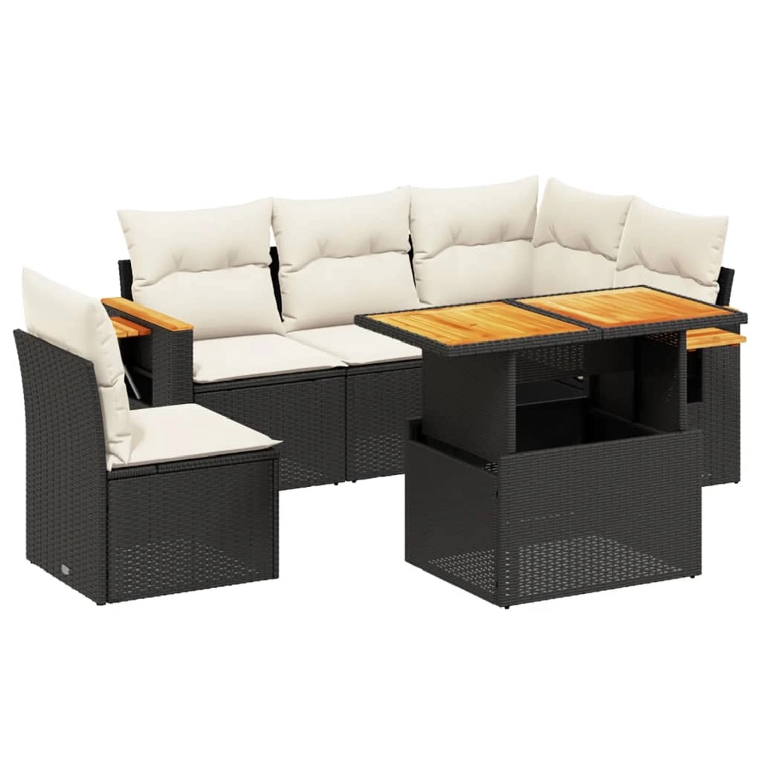 vidaXL 6-Tlg Garten-Sofagarnitur mit Kissen Schwarz Poly Rattan 3273520 günstig online kaufen