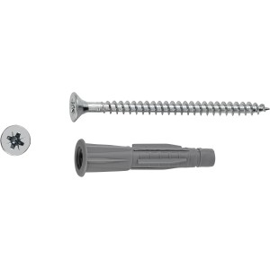 LUX Allzweckdübel mit Schrauben, 8x47mm, 6er-Set. Dübel und Schraube für Befestigungen in Beton und Ziegel.