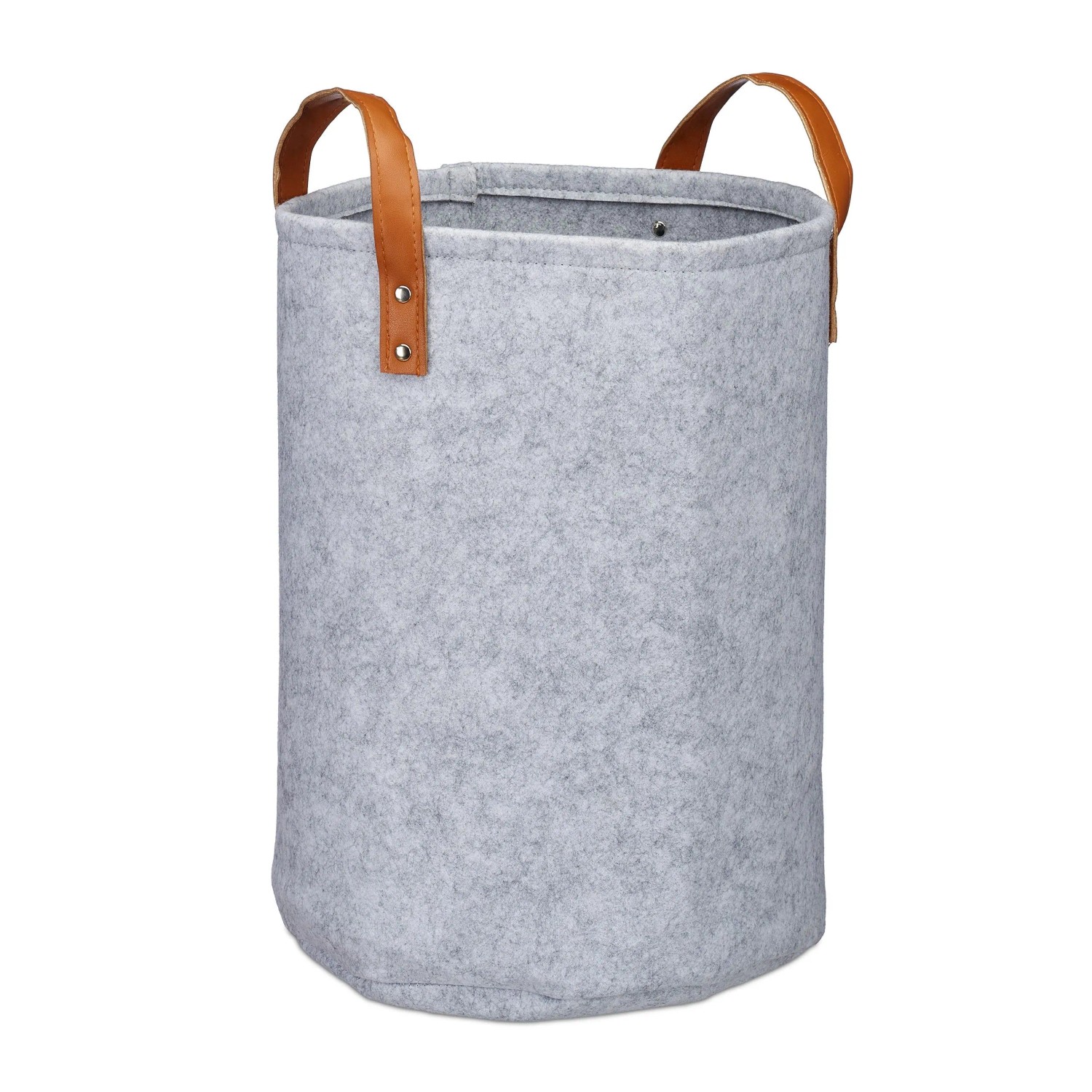 Relaxdays Wäschekorb Filz Grau Tragbar Faltbar 45 cm x 30 cm 300 g