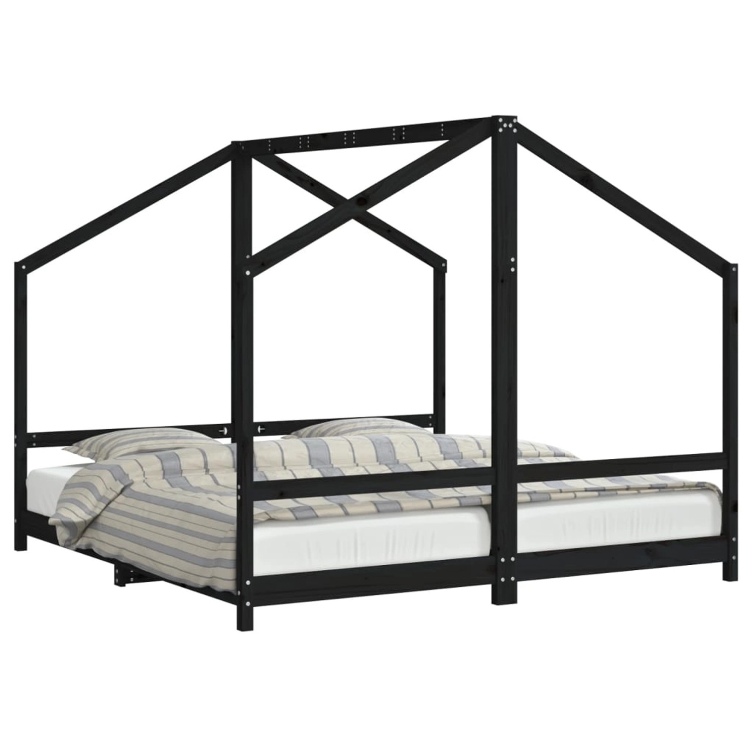 vidaXL Kinderbett Schwarz 2x 90x190 cm Massivholz Kiefer 3200600 günstig online kaufen