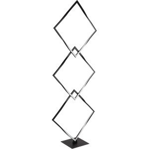 Moderne LED-Stehlampe in Schwarz matt mit drei quadratischen Rahmen für Wohnraum.