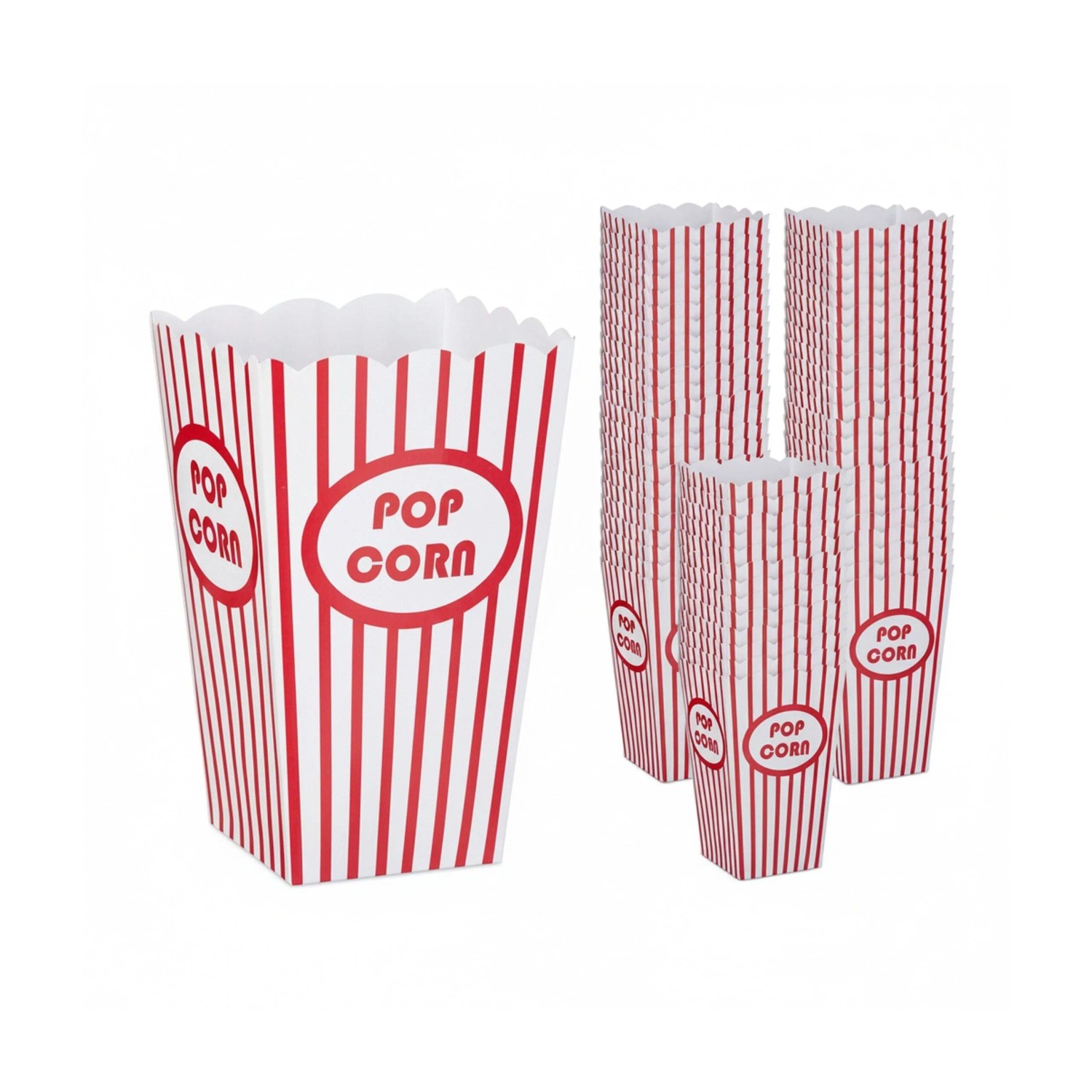 Relaxdays Popcorntüten Pappe Rot Weiß 60er Set 16 cm x 10,5 cm x 10,5 cm 20 g