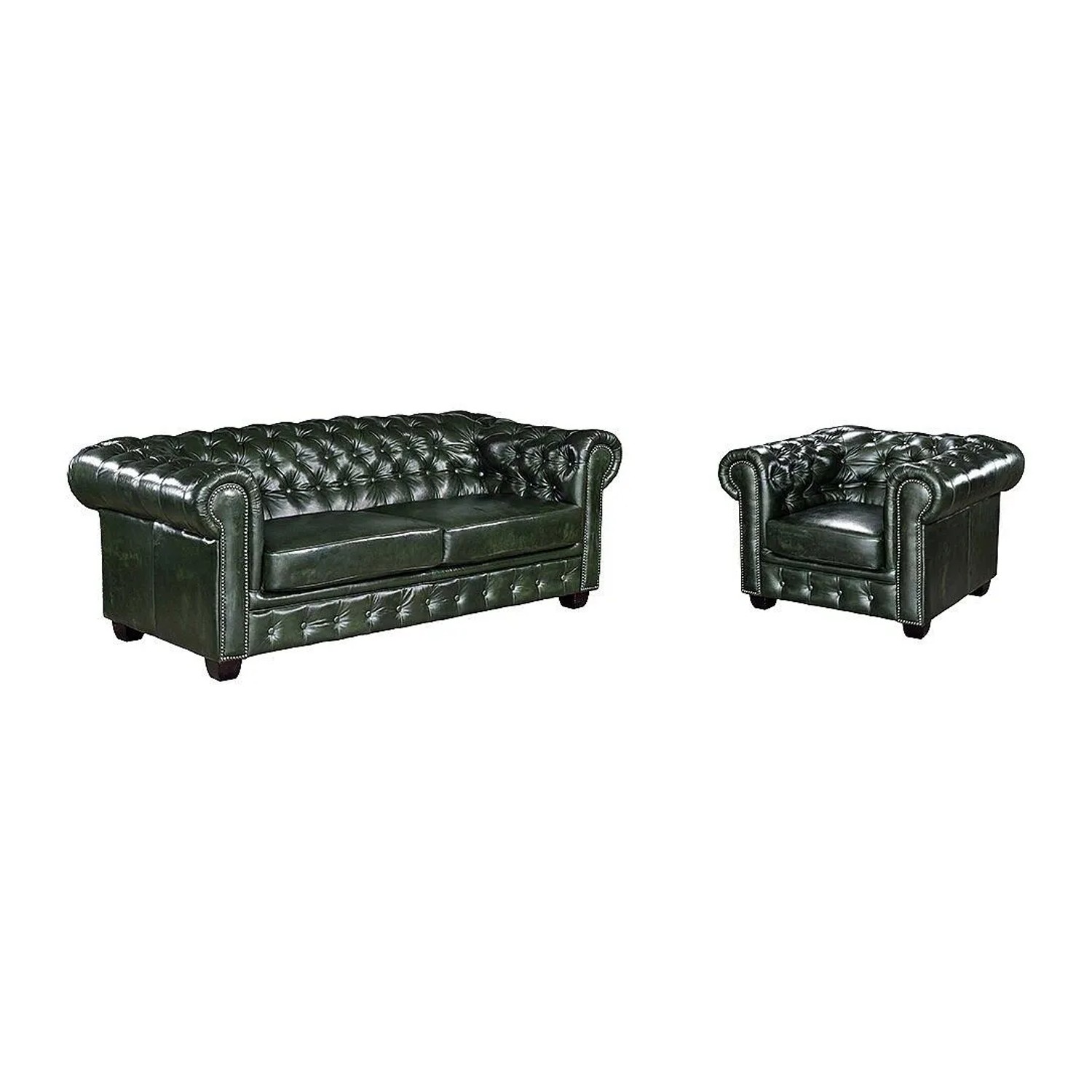 Vente-unique Couchgarnitur Mit Sessel Brenton Tannengrün 201 cm  105 cm