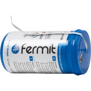 Fermit Gewindedichtfaden PTFE 150 m, blau-weiße Spule für dichte Gewindeverbindungen.