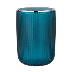 Wenko Schwingdeckeleimer Agropoli L Petrol, 5.5 l, Kunststoff, geriffelte Optik.