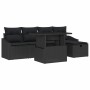 Schwarzes 6-tlg. vidaXL Garten-Sofa-Set aus Poly Rattan mit höhenverstellbarem Tisch.