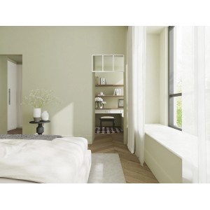 Weißes Vente-unique Bayview Oberlicht, 73 cm breit, mit 3 Scheiben, in modernem Raum. Ideal als Innenfenster.