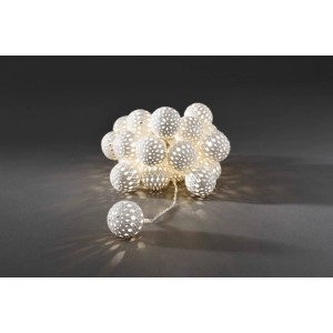 Konstsmide LED-Lichterkette mit weißen Metallbällen, 24 warmweiße Dioden für Innen.