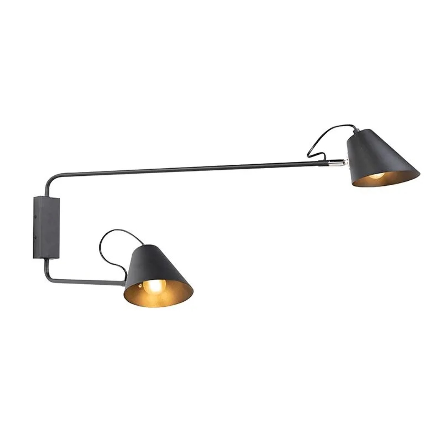QAZQA Design Wandleuchte Schwarz 2 Licht Einstellbar Lune