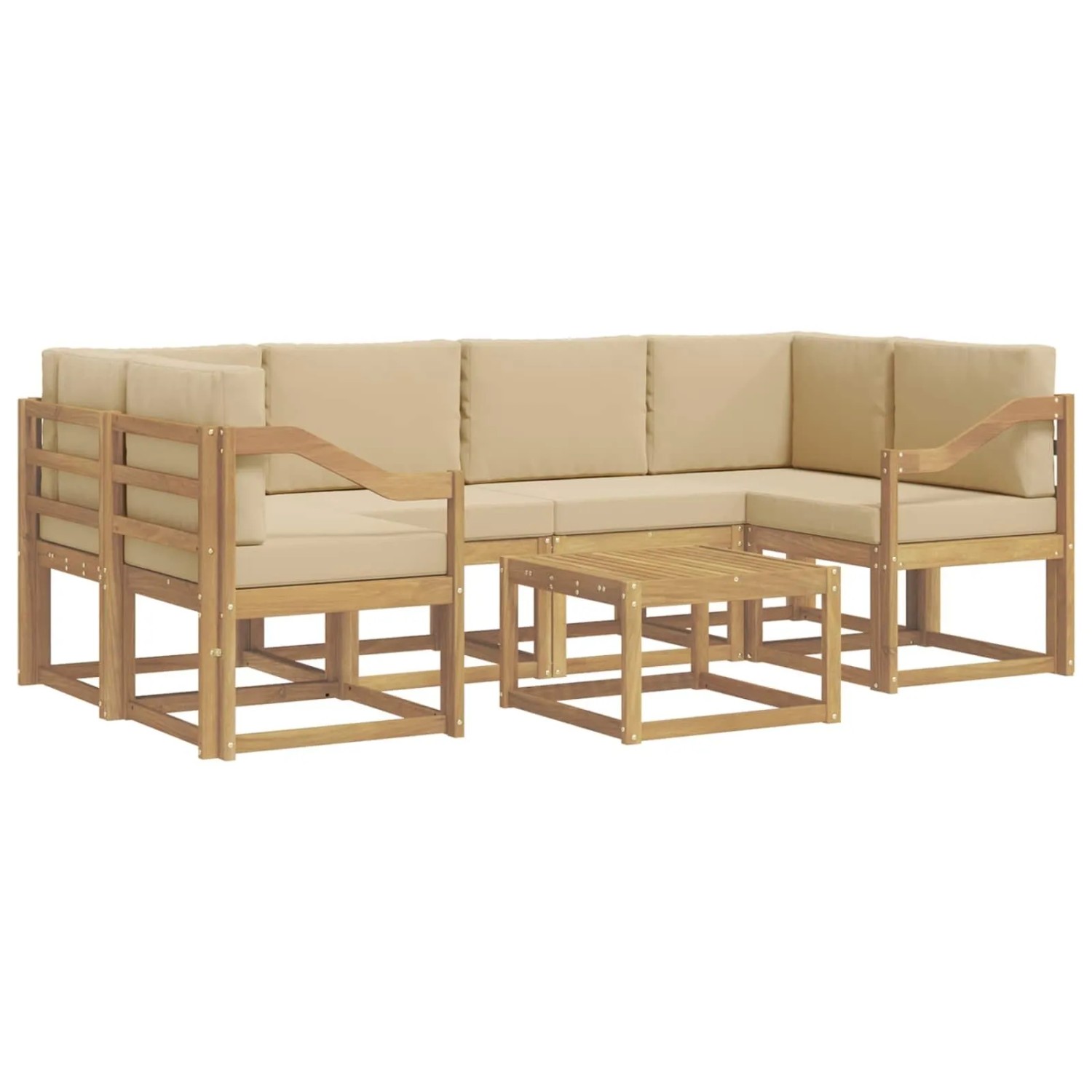 vidaXL Outdoor-Sofagarnitur mit Kissen 7-Tlg Weiß und Beige 3387332