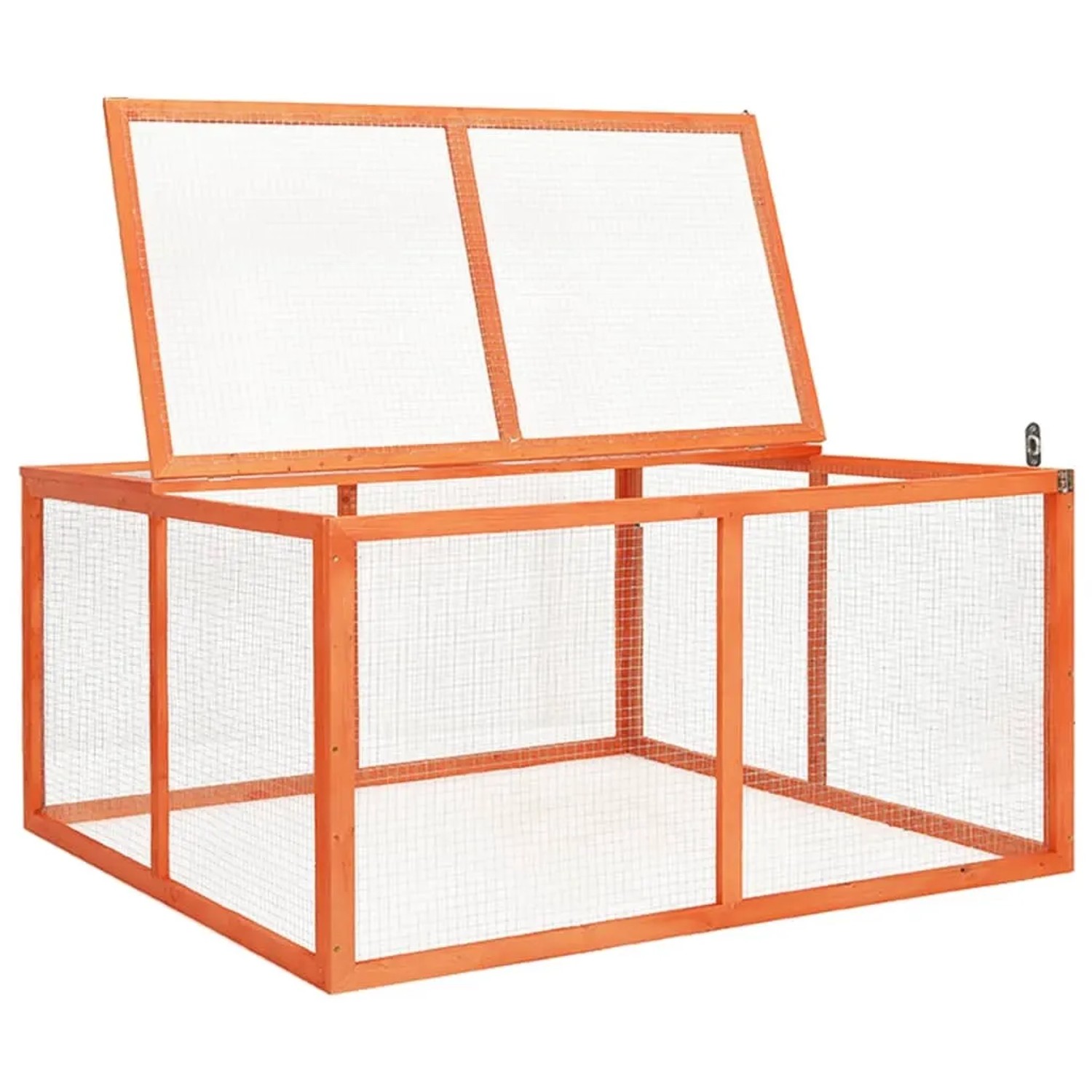 vidaXL Kaninchenstall aus Tannenholz, 124x120x60 cm, mit Drahtgitter und aufklappbarem Dach.