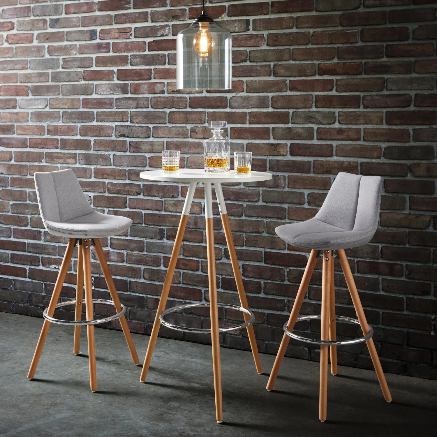 Bessagi Home Barhocker Nelo Hellgrau Webstoff Gepolstert_8