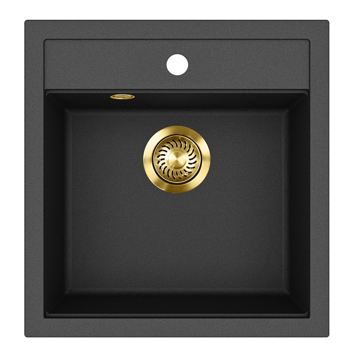 Helika Einbauspüle Tessa 49 cm x 51 cm Schwarz inkl. Goldventil günstig online kaufen