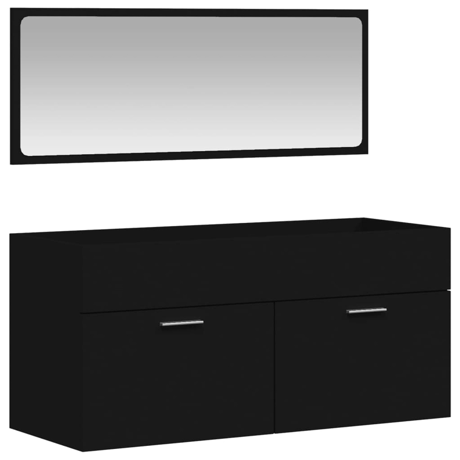 vidaXL Badschrank mit Spiegel Schwarz Holzwerkstoff Modell 1 günstig online kaufen