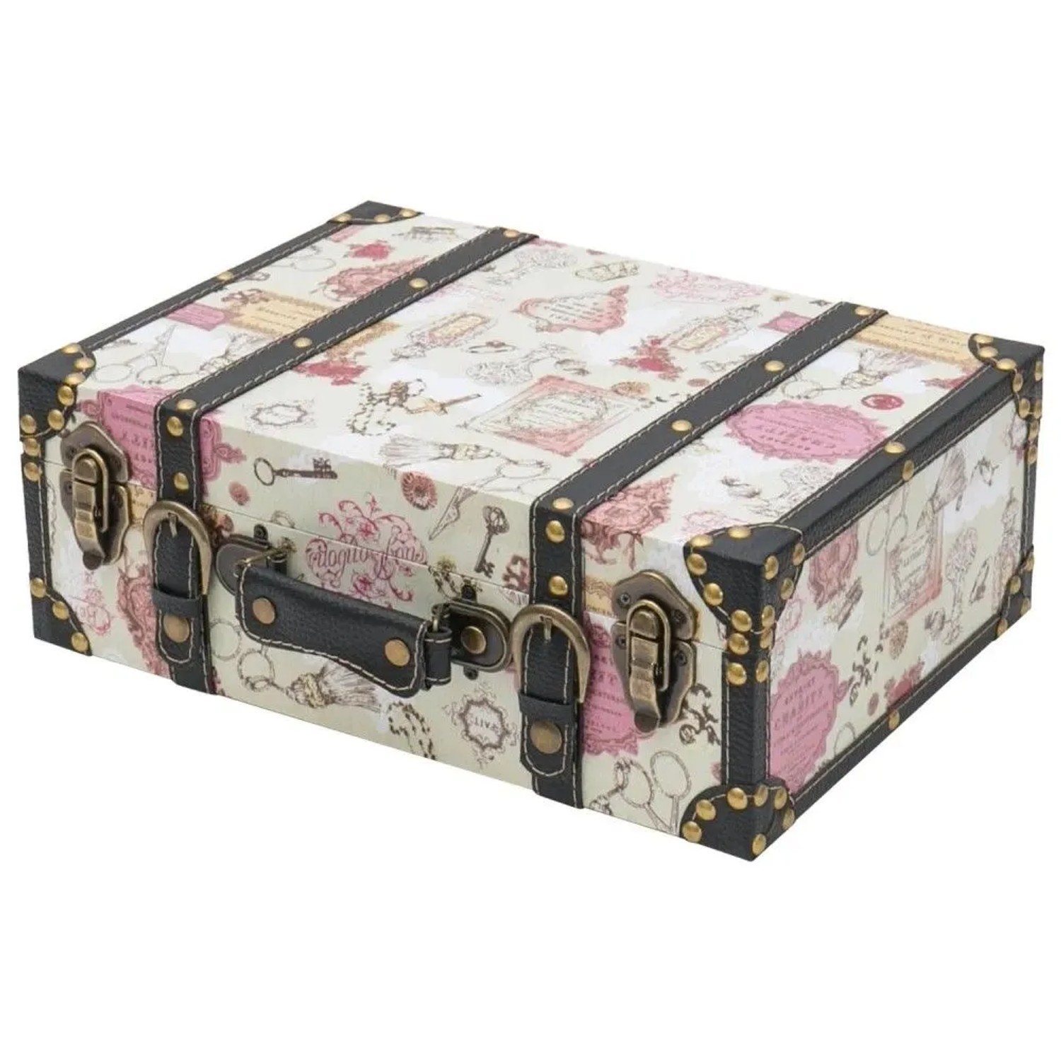 HMF VKO105 Vintage Vintage Koffer Truhe Holzkiste Holz 38 x 26 x 13 cm Deko Barock