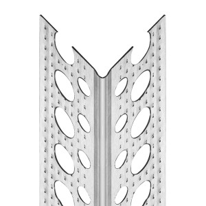 Alu-Eckschoner für Gipskarton, 23,5x23,5x2000 mm, mit Löchern für Spachtelarbeiten.