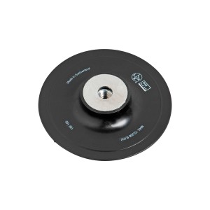 Schwarzer LUX Stützteller für Fiberscheiben, 125 mm Durchmesser, mit M14-Gewinde für Winkelschleifer.