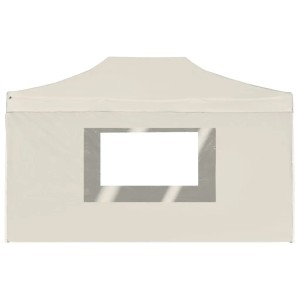 Detailansicht: Cremefarbenes Partyzelt mit Fenster, Teil der vidaXL Faltzelte (4,5x3 m).