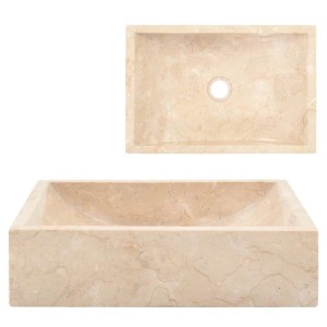 Rechteckiges vidaXL Marmor-Waschbecken in Hochglanz-Creme. Modernes Handwaschbecken für Bad und Gäste-WC.