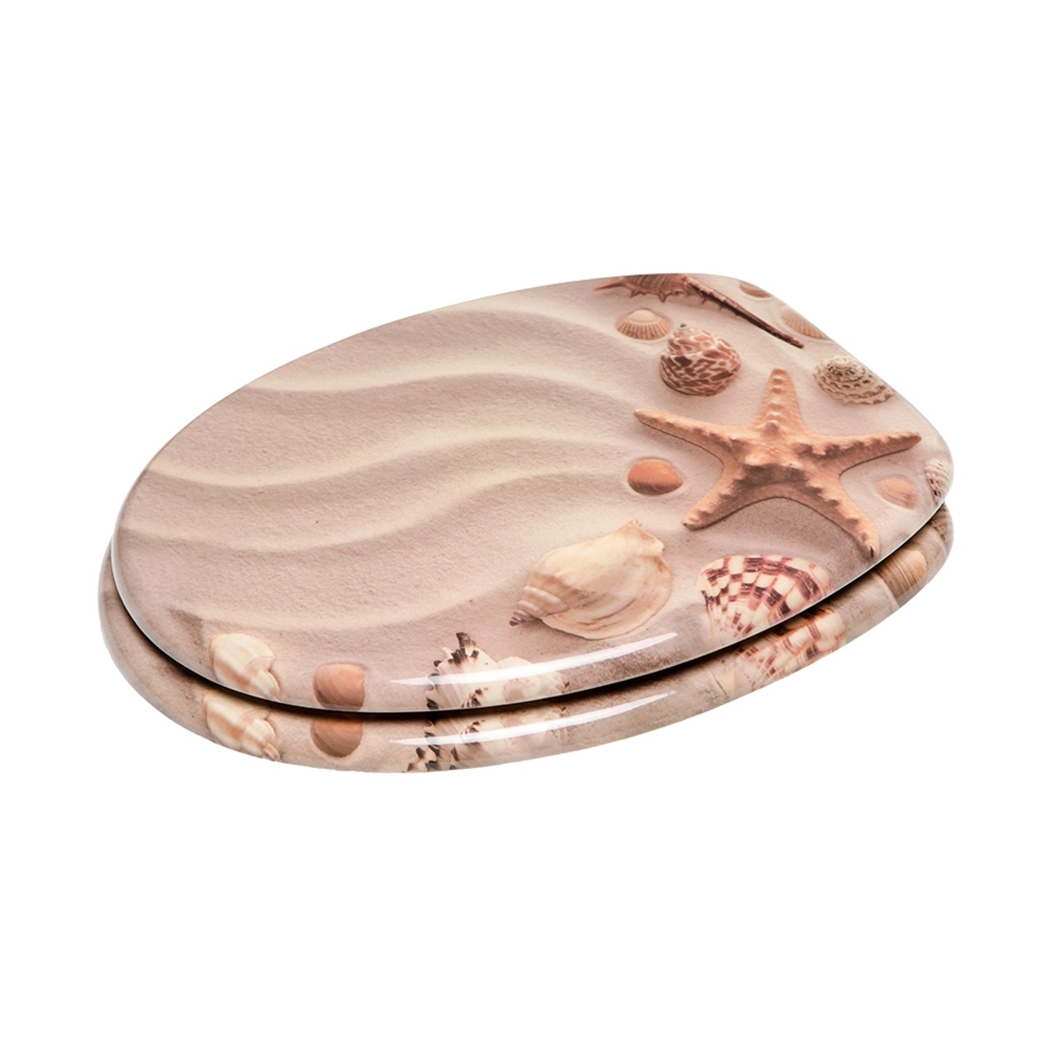 Sanilo WC-Sitz Sanibel mit Strandmotiv, Toilettendeckel aus Holz.