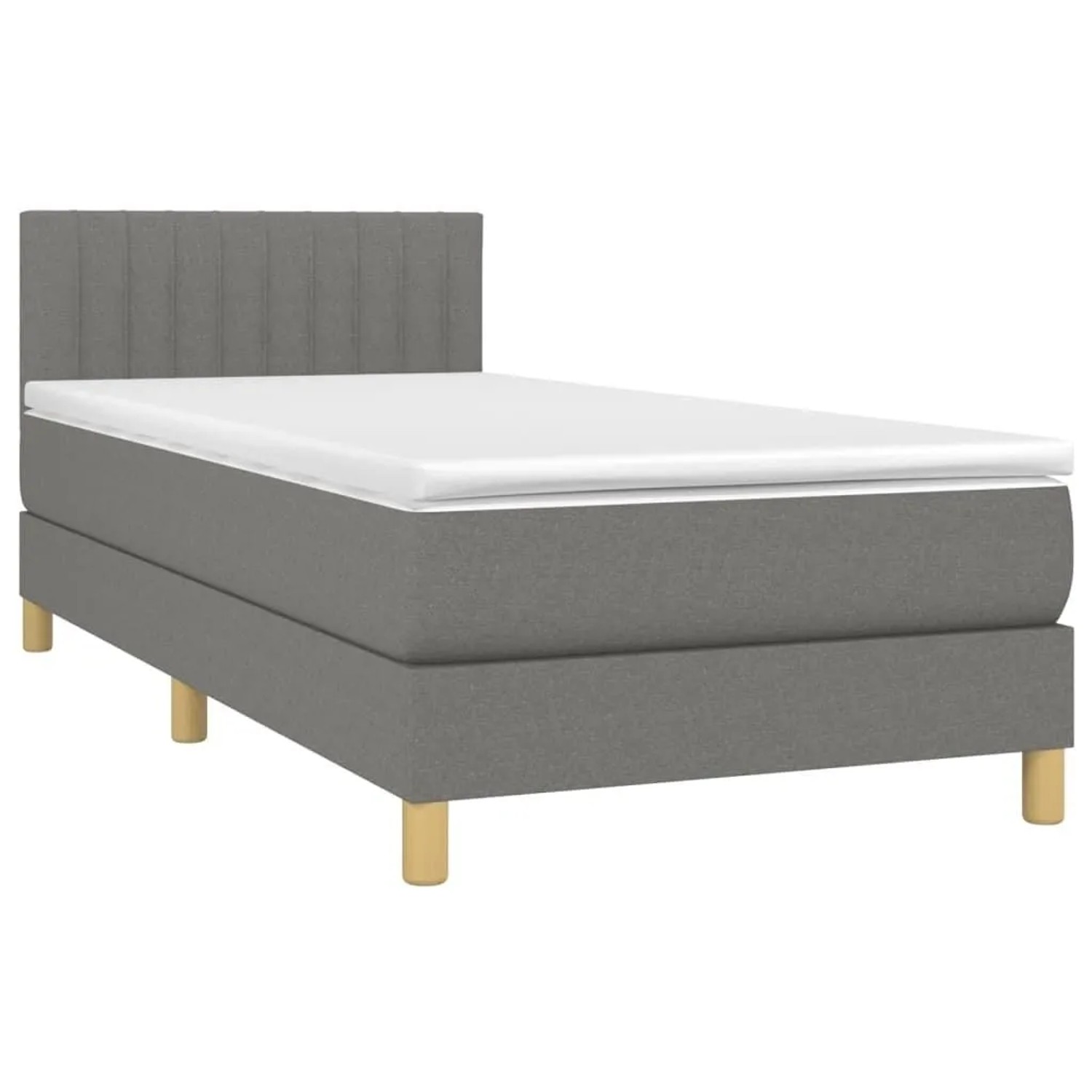 vidaXL Boxspringbett mit Matratze & LED Dunkelgrau 100x200 cm Stoff 3133854 günstig online kaufen