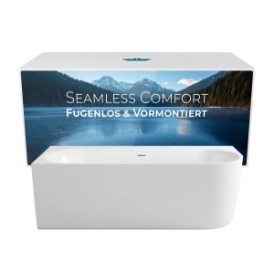 Calmwaters Vorwand-Badewanne 180x80 cm, Komplettset mit Schürze, vormontiert und fugenlos.