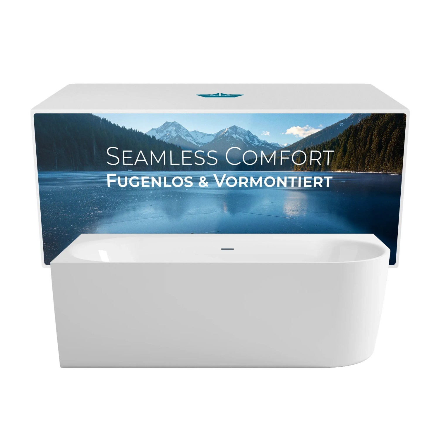 Calmwaters Vorwand-Badewanne Seamless Comfort 180x80cm Komplettset Rechts Schürze Vormontiert Fugenlos 02SL6222