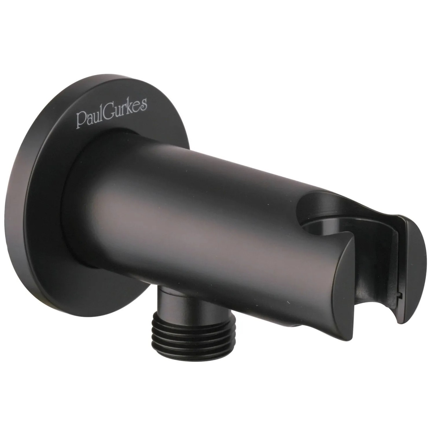 PaulGurkes Wandanschlussbogen mit Halter Matt-Schwarz Serie NOX