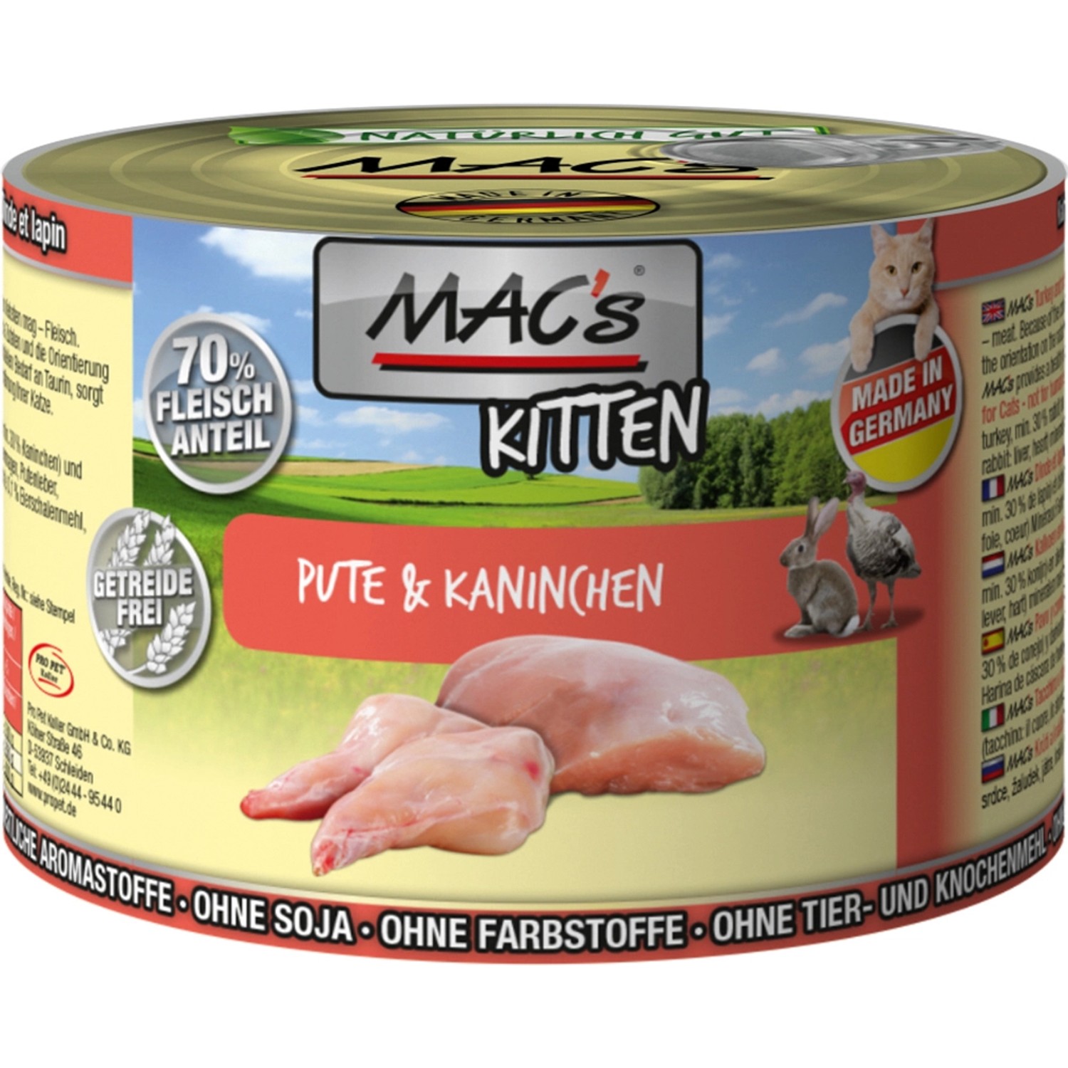 Mac's Katzen-Nassfutter Kitten Pute und Kaninchen 200 g