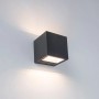 Moderne, graue LED-Außenwandleuchte Gemini mini von Lutec. Quadratische Form, Up- & Downlight.