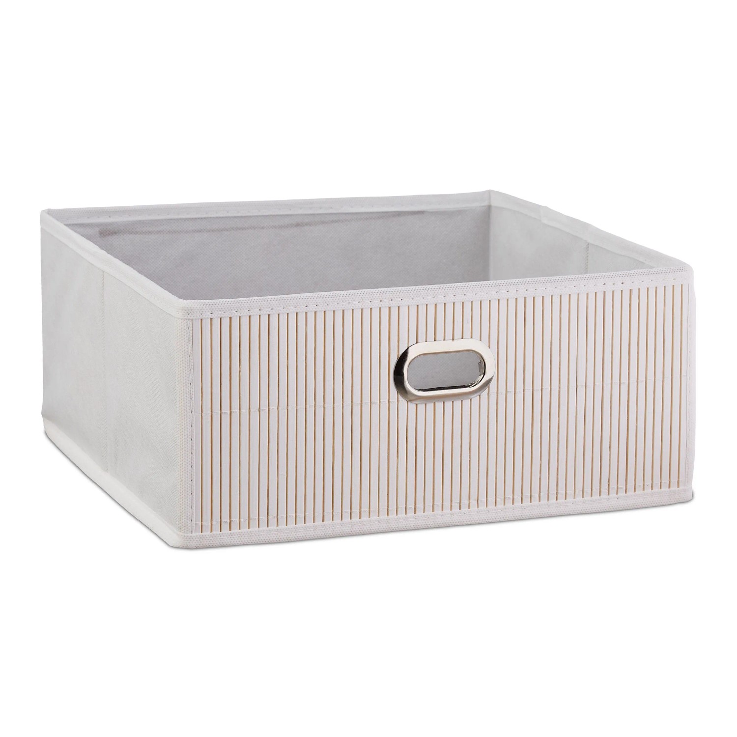 Relaxdays Aufbewahrungskorb Bambus Weiß Flach Faltbar 14 cm x 31 cm x 31 cm 0,35 kg