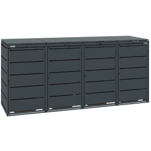 MBOX24 Classic Mülltonnenbox für 4 Mülltonnen (240L) aus Verzinktem Stahl  4er Metall Mülltonnenverkleidung in Anthrazit  Robust & Wetterfest