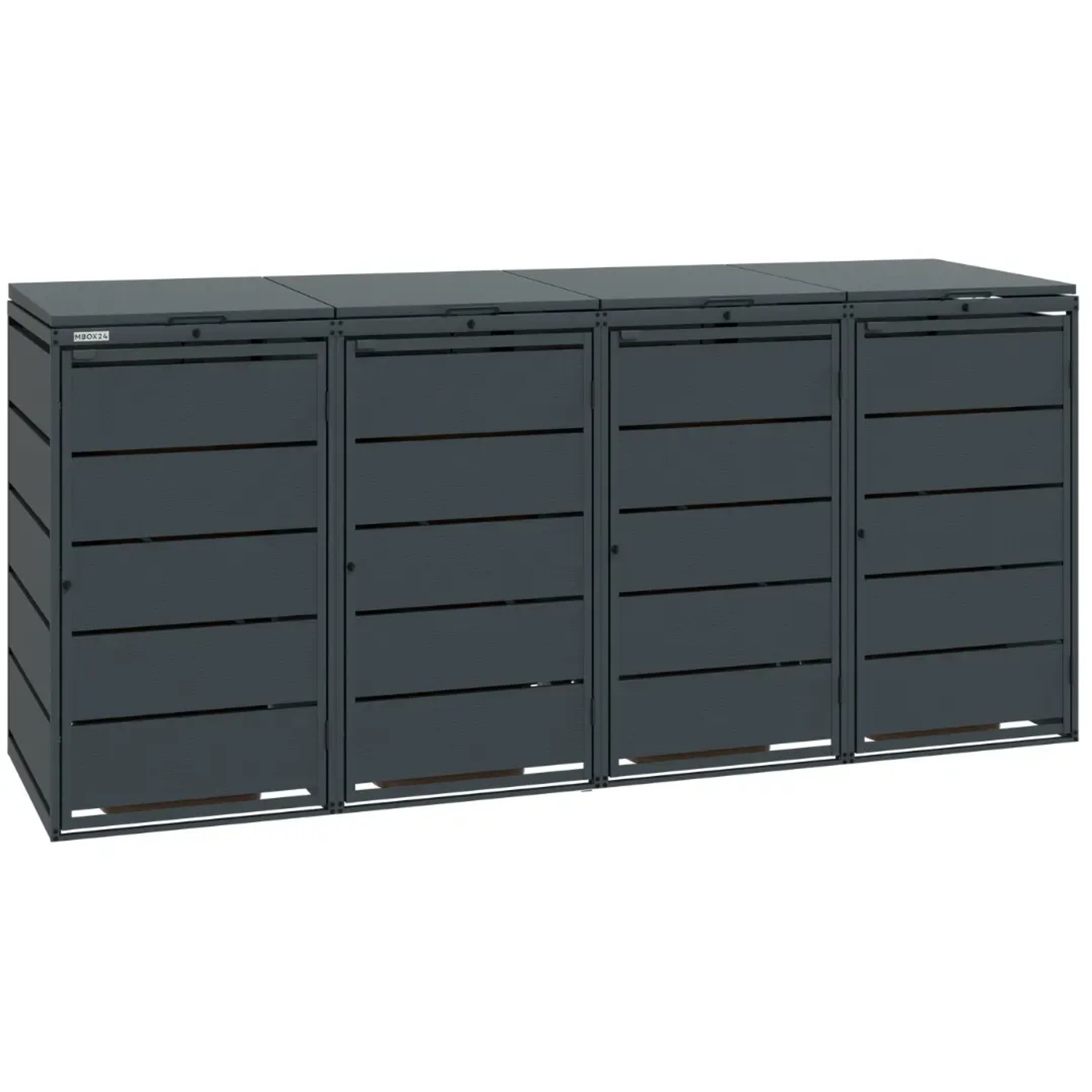 MBOX24 Classic Mülltonnenbox für 4 Mülltonnen (240L) aus Verzinktem Stahl  4er Metall Mülltonnenverkleidung in Anthrazit  Robust & Wetterfest