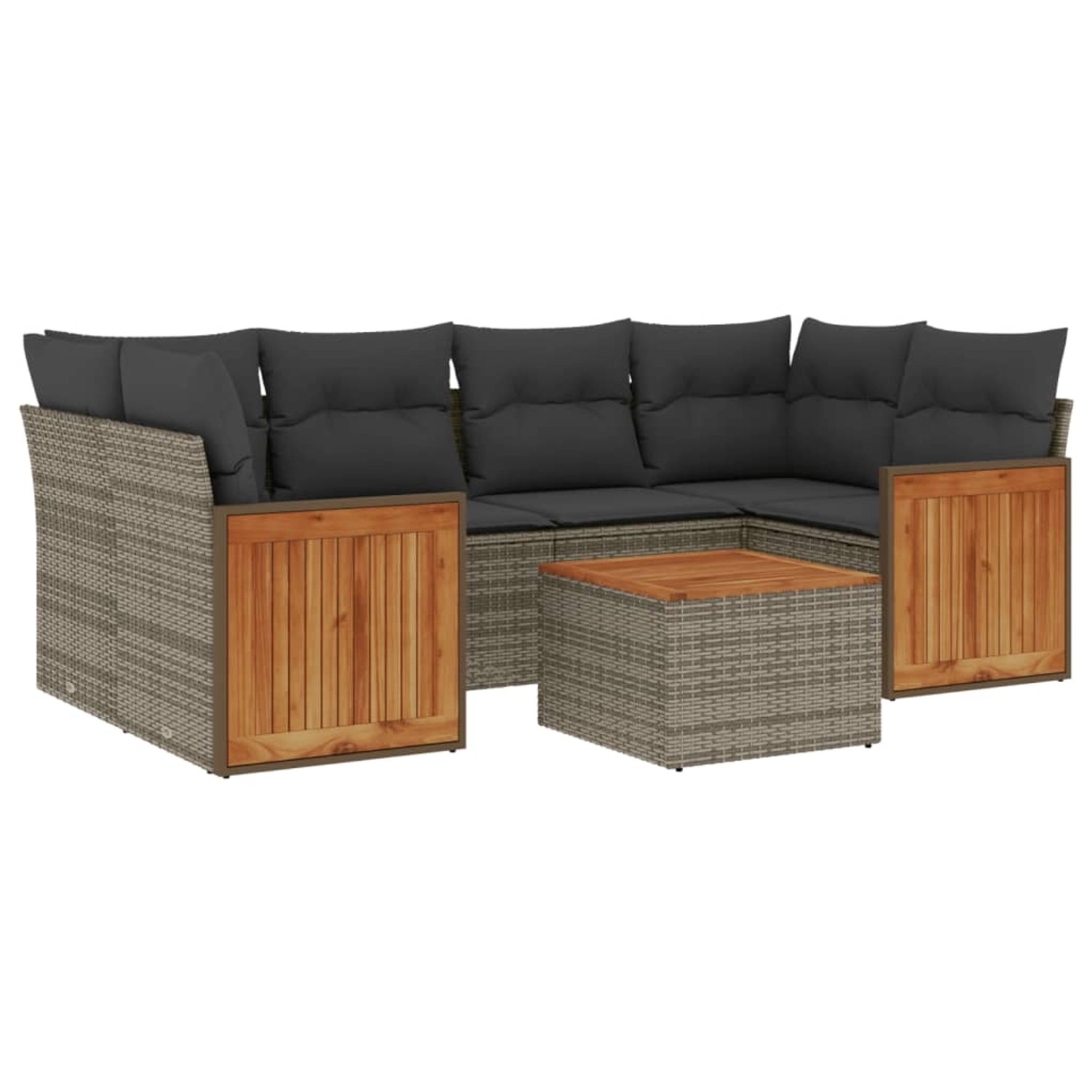 vidaXL 7-Tlg Garten-Sofagarnitur mit Kissen Grau Poly Rattan 3259883 günstig online kaufen