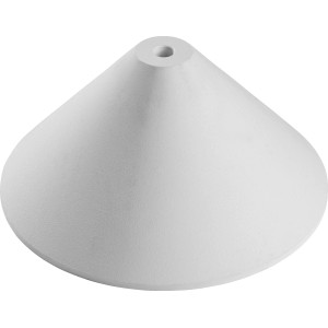 Konischer, weißer Baldachin für Lampeninstallation, aus Kunststoff.