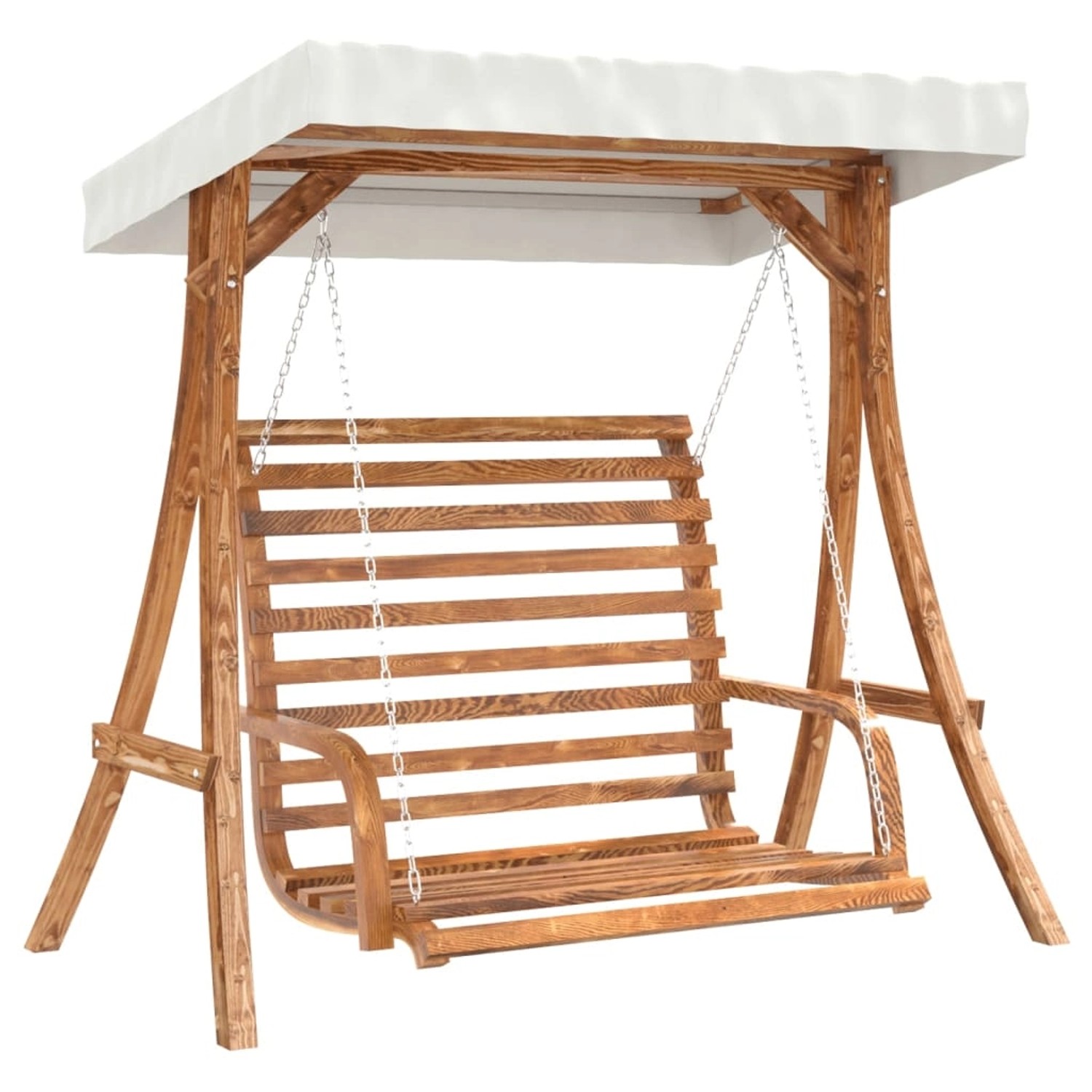 vidaXL Hollywoodschaukel mit Dach Massivholz Fichte mit Teak-Finish 3200627 günstig online kaufen