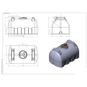 Weißer KMND 2000L Horizontal Trinkwasser Wassertank aus robustem PE. Ideal für Regenwasser & Hauswasserwerke.