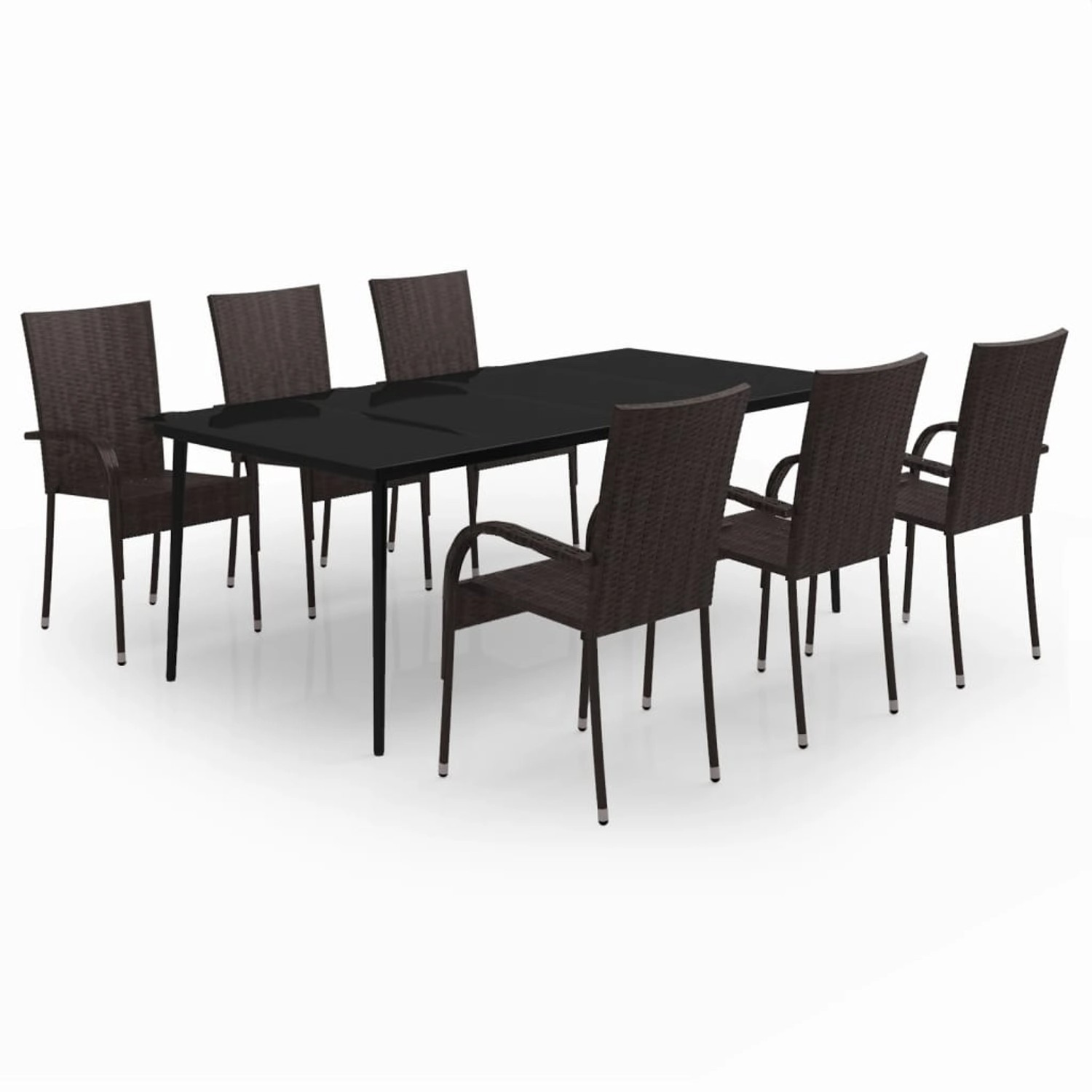 vidaXL 7-Tlg Garten-Essgruppe Braun und Schwarz 3099405