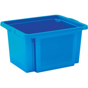 Blaue H-Stapelbox aus Kunststoff, 23 l Fassungsvermögen, stapelbare Aufbewahrungsbox.
