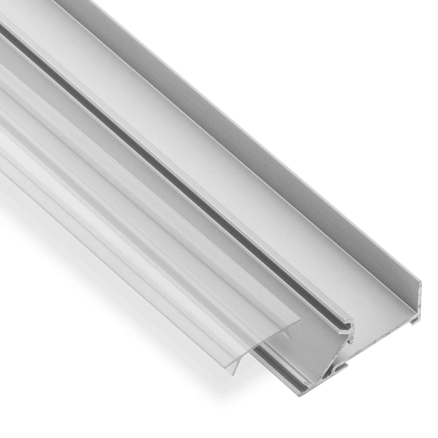 SOTECH LED Profil 45B für 19 mm Plattenstärke mit Nut für Furnierkante 2 m mit Klarer Abdeckung für LED Streifen