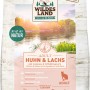 Wildes Land Katzen-Trockenfutter Huhn & Lachs, 400g Packung.