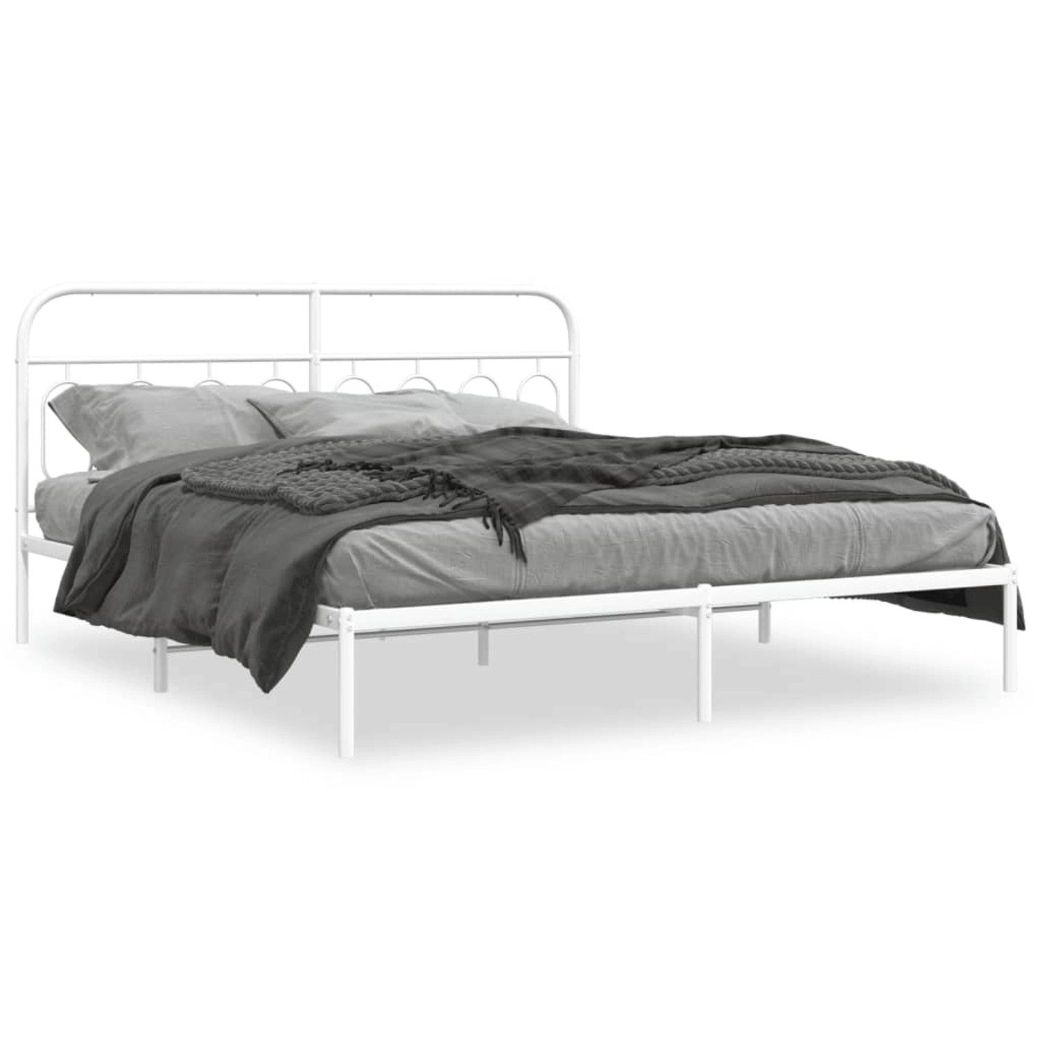 vidaXL Bettgestell mit Kopfteil Metall Weiß 193x203 cm 377172 günstig online kaufen