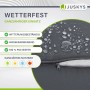 Detailaufnahme: Wetterfeste, schwarze Juskys Sonnenliege Lamia mit wasserabweisendem Bezug.