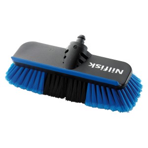 Nilfisk Click&Clean Fahrzeugbürste mit blauen und schwarzen Borsten für schonende Reinigung.