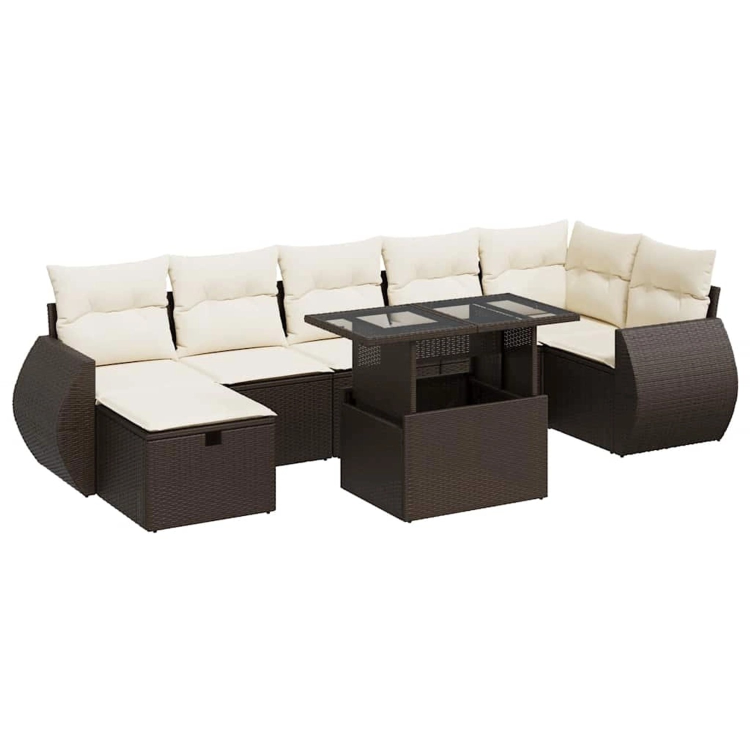 vidaXL 8-Tlg Garten-Sofagarnitur mit Kissen Braun Poly Rattan 3327913 günstig online kaufen