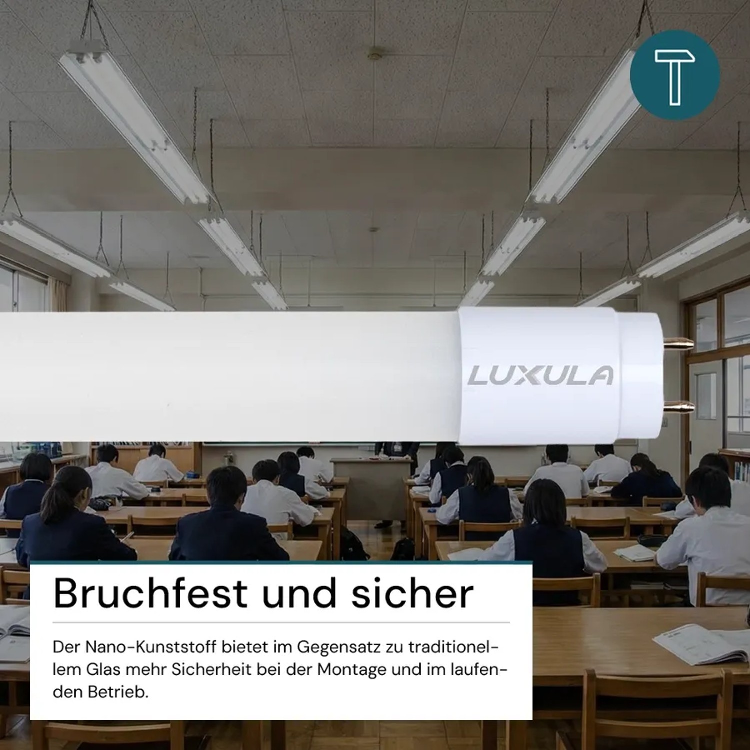 LUXULA LED T8 Röhre 150cm 22W 2640lm 3000K Warmweiß Leuchtstoffröhre inkl. Starter/Brücke Nano-Kunststoff Flickerfrei IP20_3