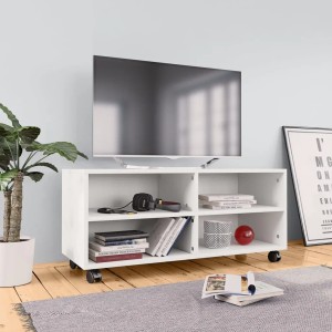 vidaXL TV-Schrank mit Rollen Weiß 90x35x35 cm Holzwerkstoff 800180